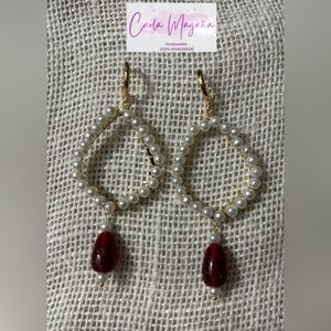 Crystal Drop Pearl Earrings